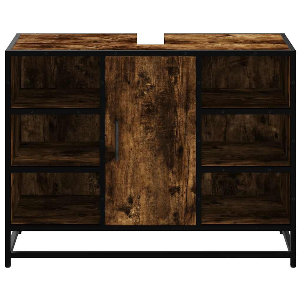 Mobile Lavabo Bagno Rovere Fumo 60x30x60 cm Legno Multistrato | homemem39