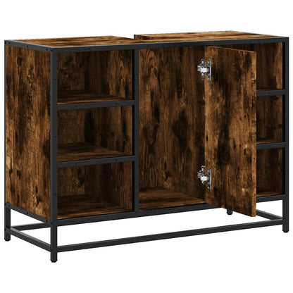 Mobile Lavabo Bagno Rovere Fumo 60x30x60 cm Legno Multistrato | homemem39