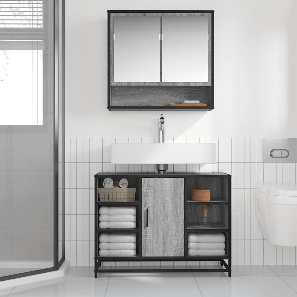 Mobile Lavabo Bagno Grigio Sonoma 60x30x60 cm Legno Multistrato | homemem39
