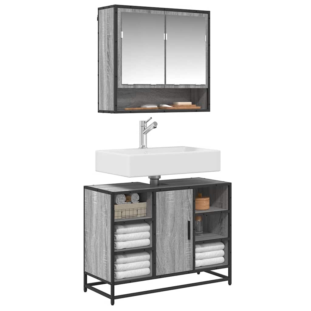 Mobile Lavabo Bagno Grigio Sonoma 60x30x60 cm Legno Multistrato | homemem39