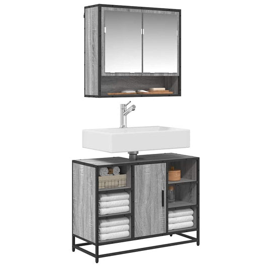 Mobile Lavabo Bagno Grigio Sonoma 60x30x60 cm Legno Multistrato | homemem39