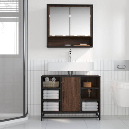 Mobile Lavabo Bagno Rovere Marrone 60x30x60cm Legno Multistrato