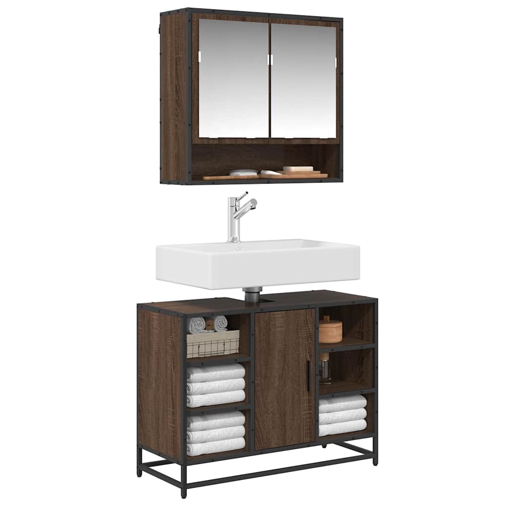 Mobile Lavabo Bagno Rovere Marrone 60x30x60cm Legno Multistrato | homemem39