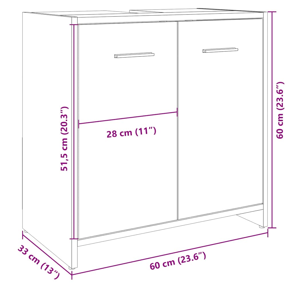 Mobile Lavabo Bagno Rovere Sonoma 60x33x60 cm Legno Multistrato | homemem39