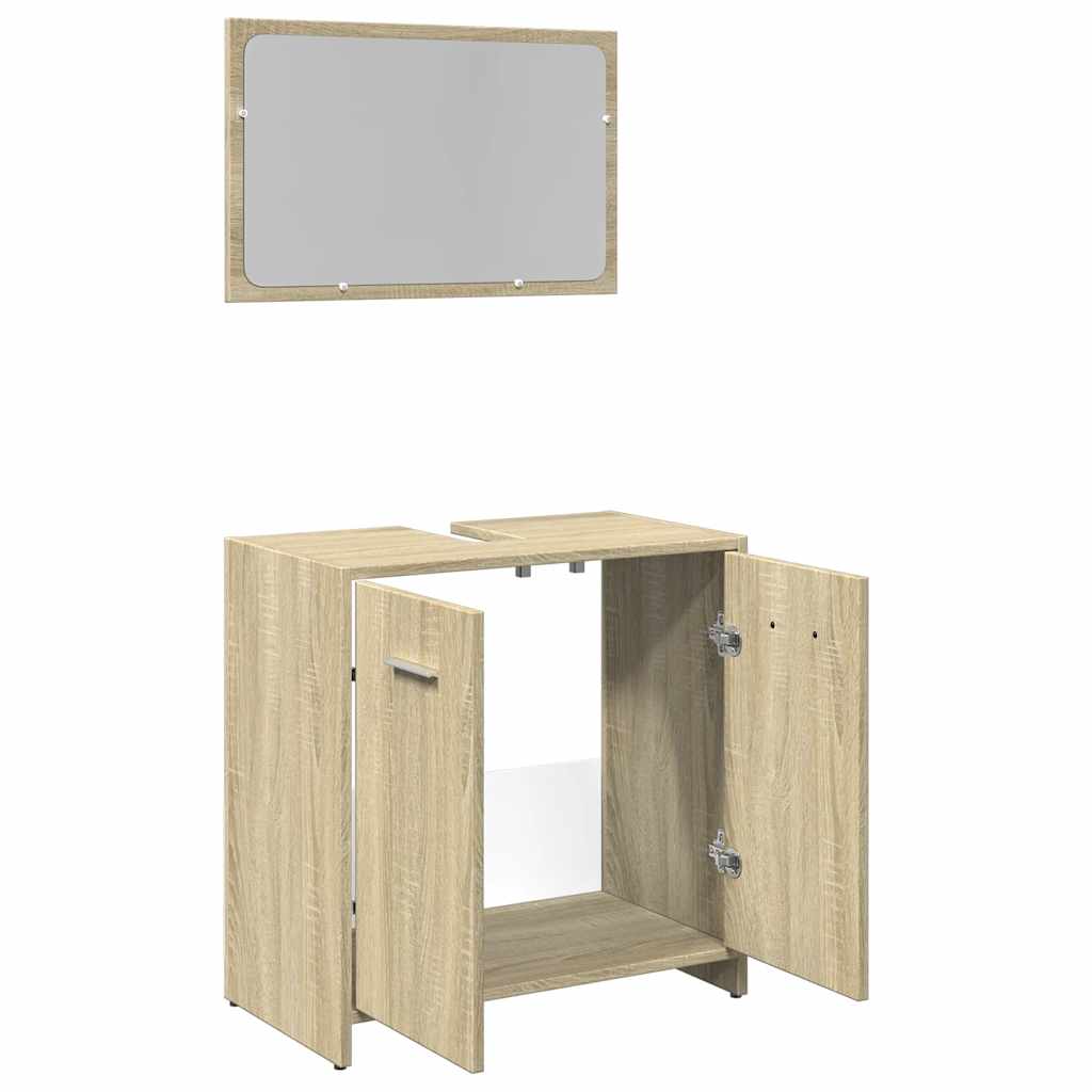 Set Mobili da Bagno 2 pz Rovere Sonoma in Legno Multistrato | homemem39