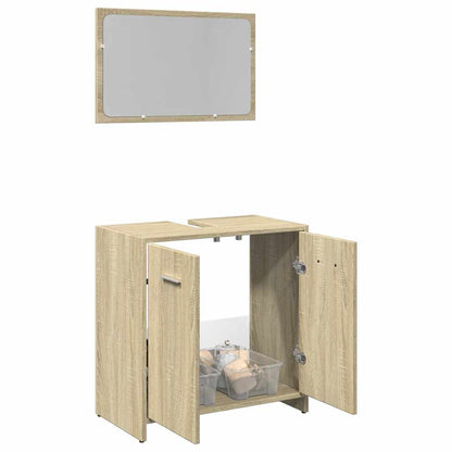 Set Mobili da Bagno 2 pz Rovere Sonoma in Legno Multistrato | homemem39