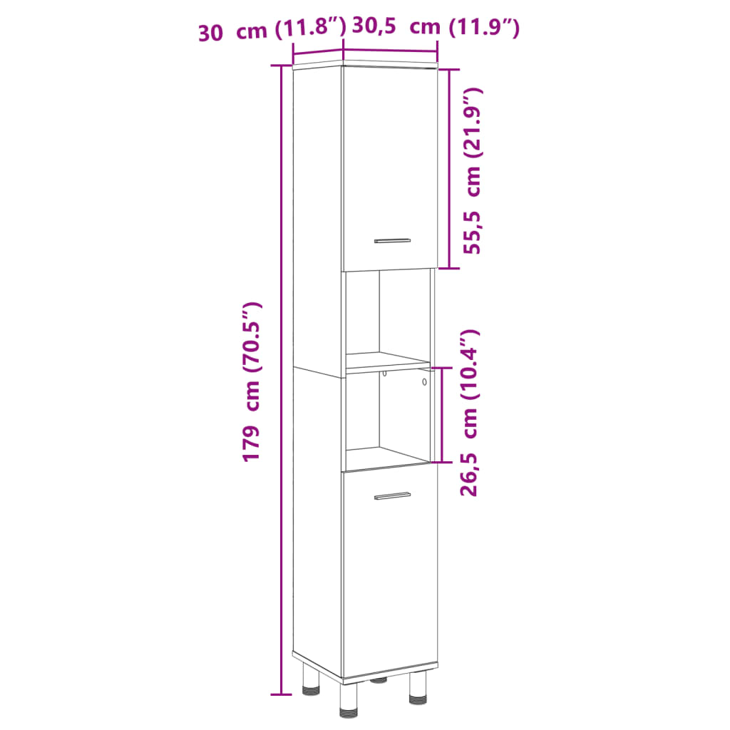 Mobile da Bagno Rovere Sonoma 30,5x30x179cm in Truciolato | homemem39