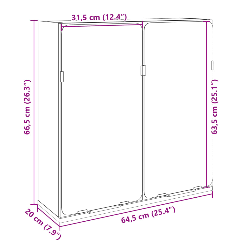 Mobile Bagno con Specchio Rovere Sonoma 64,5x20x66,5 Truciolato | homemem39