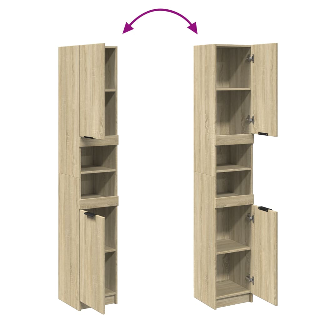 Armadietto da Bagno Rovere Sonoma 32x34x188,5 cm in Truciolato | homemem39