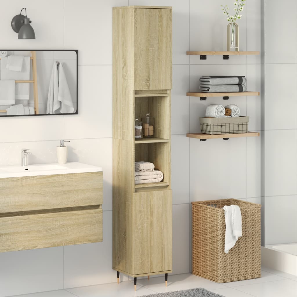 Armadietto da Bagno Rovere Sonoma 30x30x190cm Legno Multistrato | homemem39