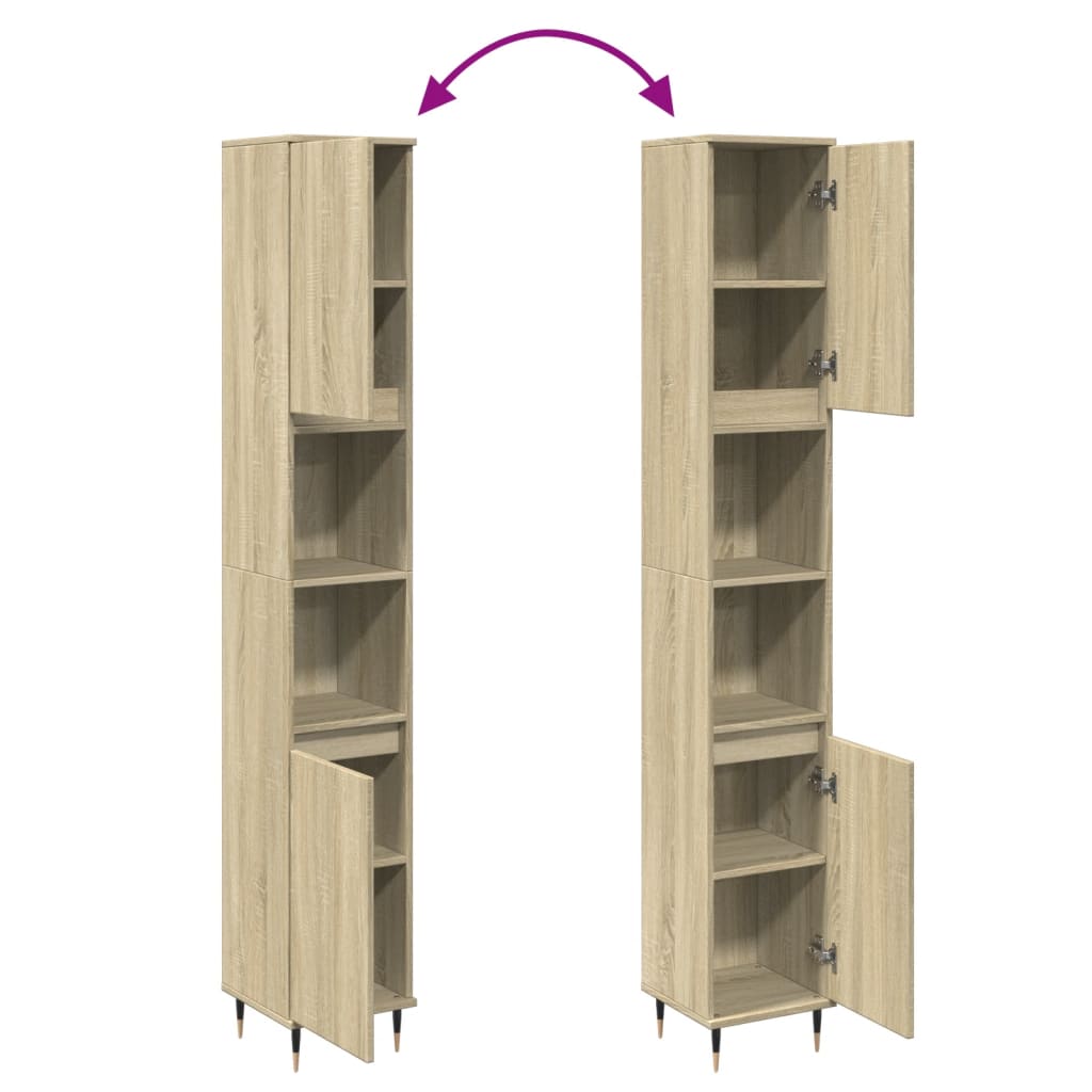 Armadietto da Bagno Rovere Sonoma 30x30x190cm Legno Multistrato | homemem39