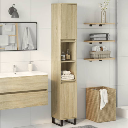 Armadietto da Bagno Rovere Sonoma 30x30x190cm Legno Multistrato - homemem39