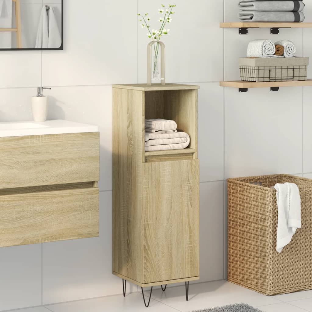 Armadietto da Bagno Rovere Sonoma 30x30x100cm Legno Multistrato | homemem39