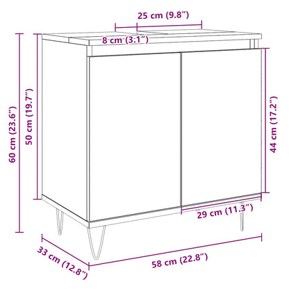 Mobile da Bagno Rovere Sonoma 58x33x60 cm in Legno Multistrato | homemem39