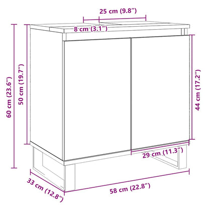 Mobile da Bagno Rovere Sonoma 58x33x60 cm in Legno Multistrato | homemem39