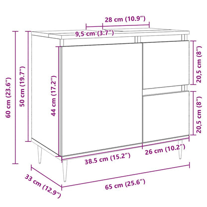 Mobile Lavabo da Bagno Rovere Sonoma 65x33x60 cm in Truciolato | homemem39