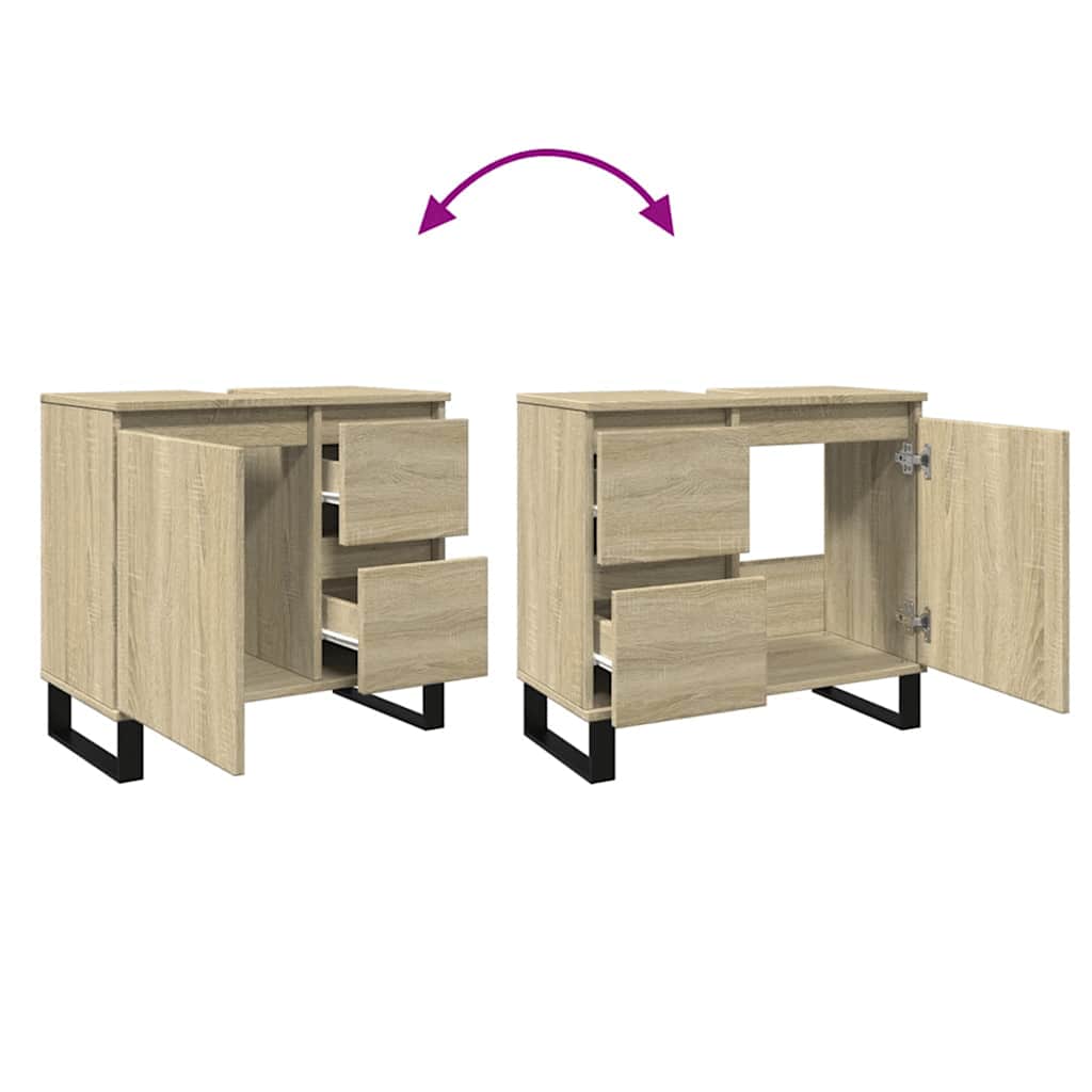 Armadietto da Bagno Rovere Sonoma 65x33x60 cm Legno Multistrato | homemem39