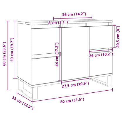 Mobile da Bagno Rovere Sonoma 80x33x60 cm in Legno Multistrato | homemem39