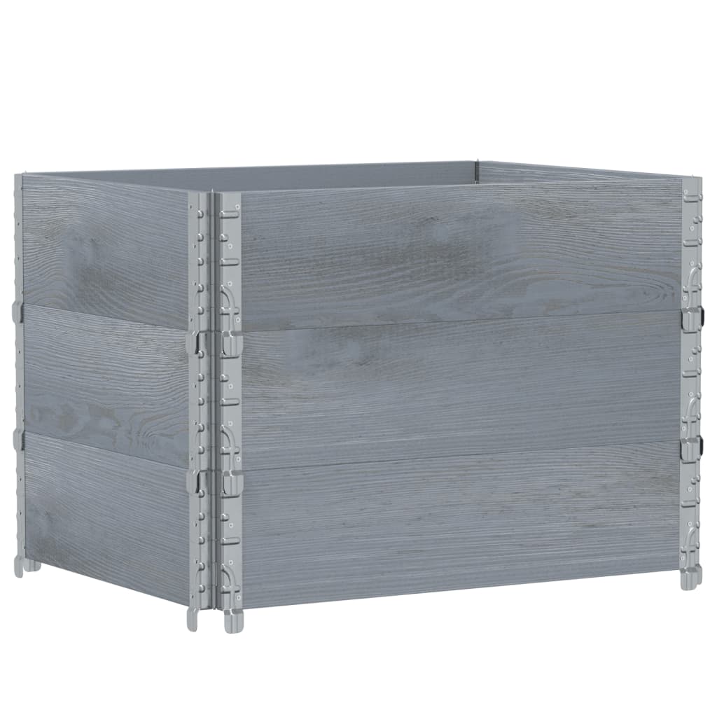 Paretali per Pallet 3pz Grigi 80x60cm in Legno Massello di Pino | homemem39