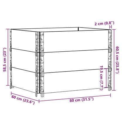 Paretali per Pallet 3pz Grigi 80x60cm in Legno Massello di Pino | homemem39
