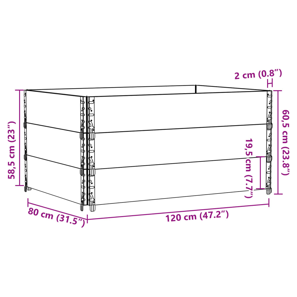 Paretali per Pallet 3 pz 120x80 cm in Legno Massello di Pino | homemem39