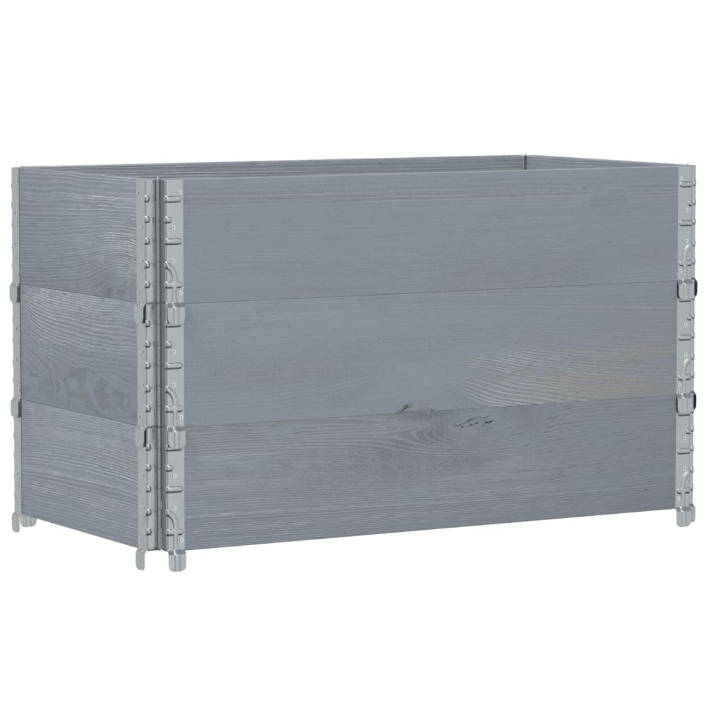 Paretali per Pallet 3pz Grigi 100x50cm Legno Massello di Pino | homemem39
