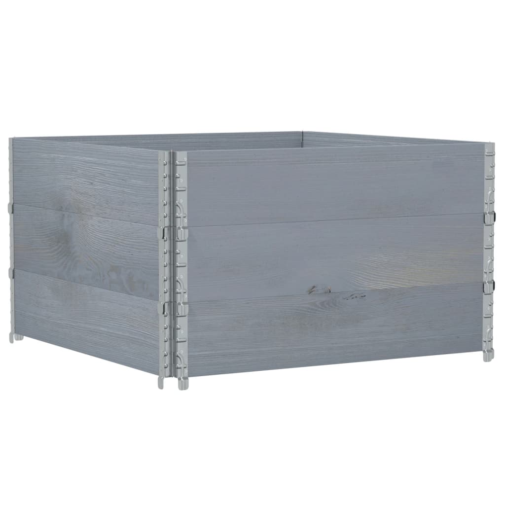 Paretali per Pallet 3pz Grigi 100x100cm Legno Massello di Pino | homemem39