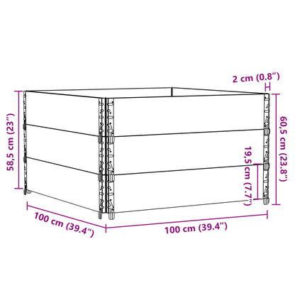 Paretali per Pallet 3pz Grigi 100x100cm Legno Massello di Pino | homemem39