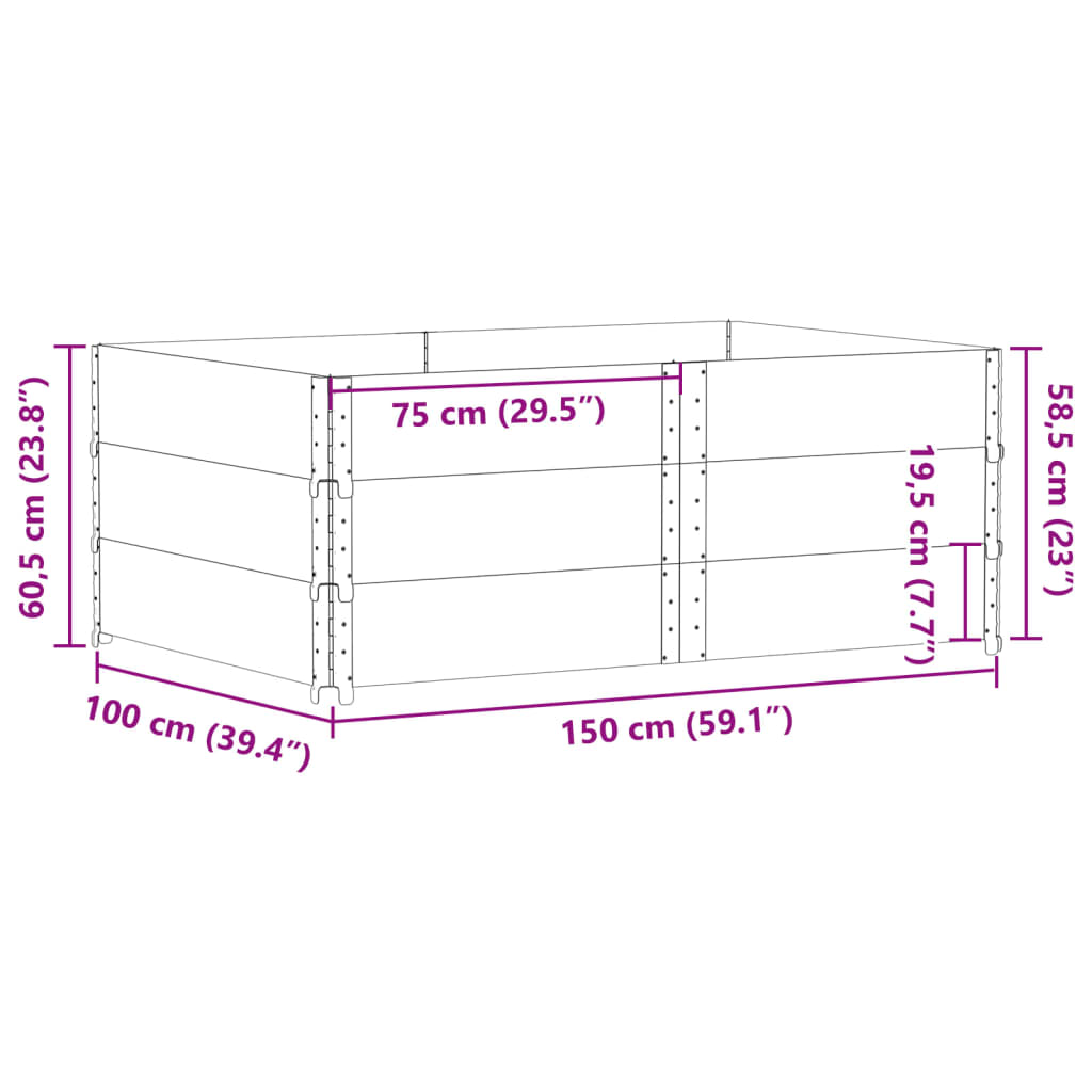 Paretali per Pallet 3pz Grigi 150x100cm Legno Massello di Pino | homemem39