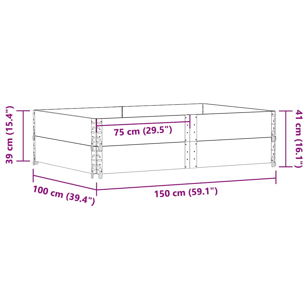 Fioriera da Giardino Nera 150x100 cm in Legno Massello di Pino | homemem39