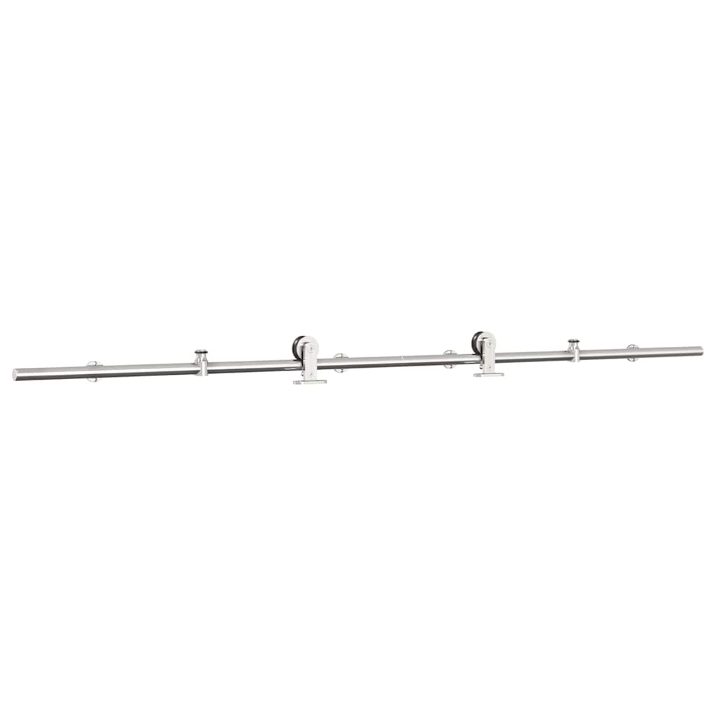 Kit Binari Porta Scorrevole 200 cm Acciaio Inossidabile Argento | homemem39