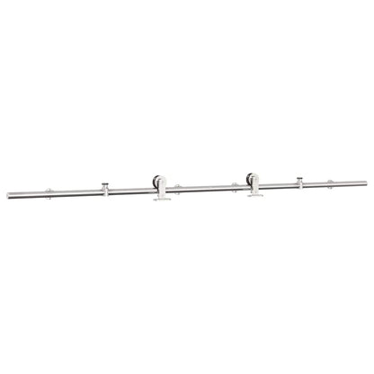 Kit Binari Porta Scorrevole 200 cm Acciaio Inossidabile Argento | homemem39