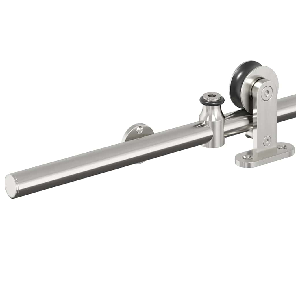 Kit Binari Porta Scorrevole 200 cm Acciaio Inossidabile Argento | homemem39