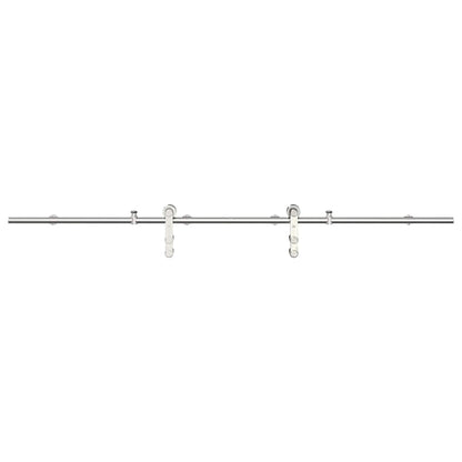 Kit Binari Porta Scorrevole 200 cm Acciaio Inossidabile Argento | homemem39