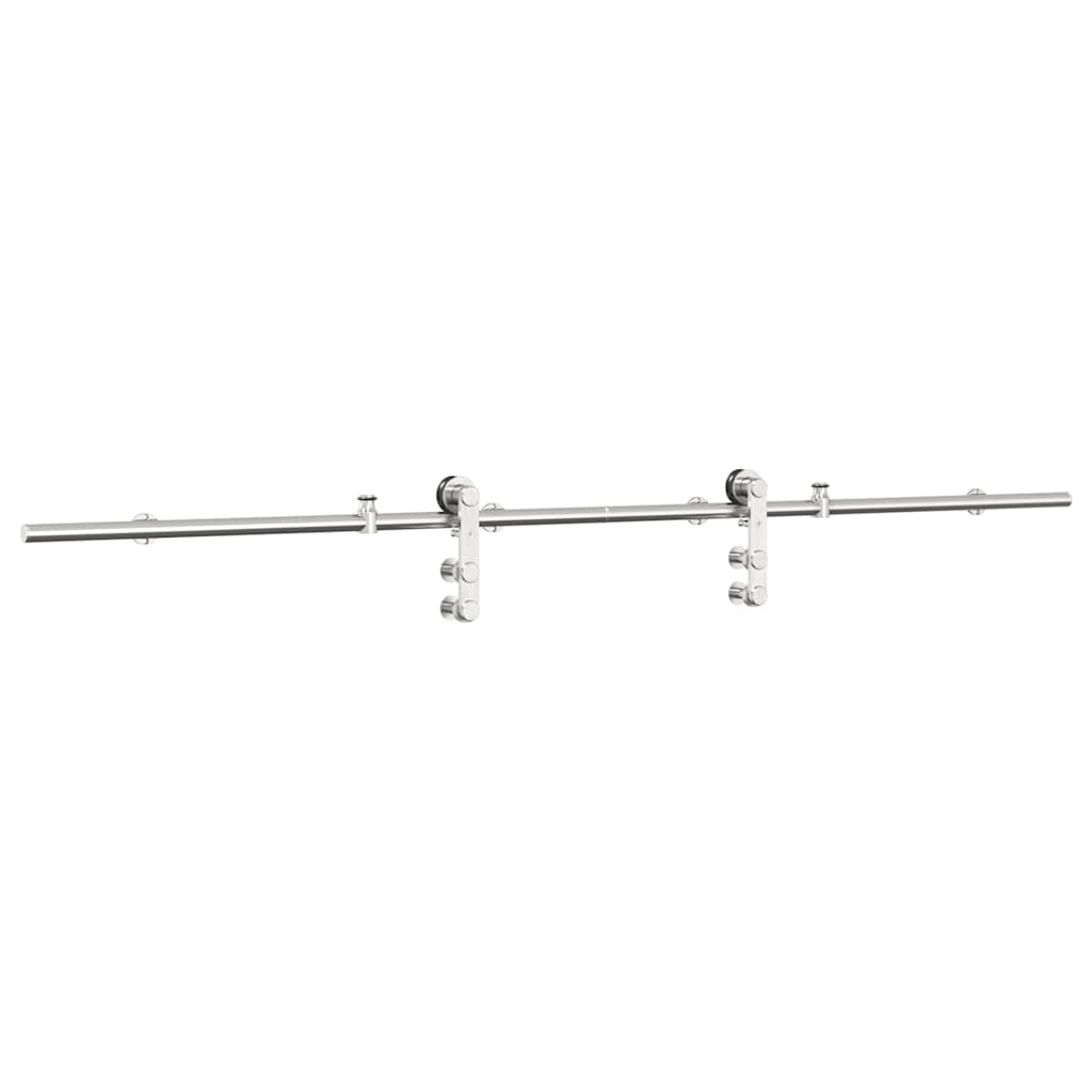 Kit Binari Porta Scorrevole 200 cm Acciaio Inossidabile Argento | homemem39