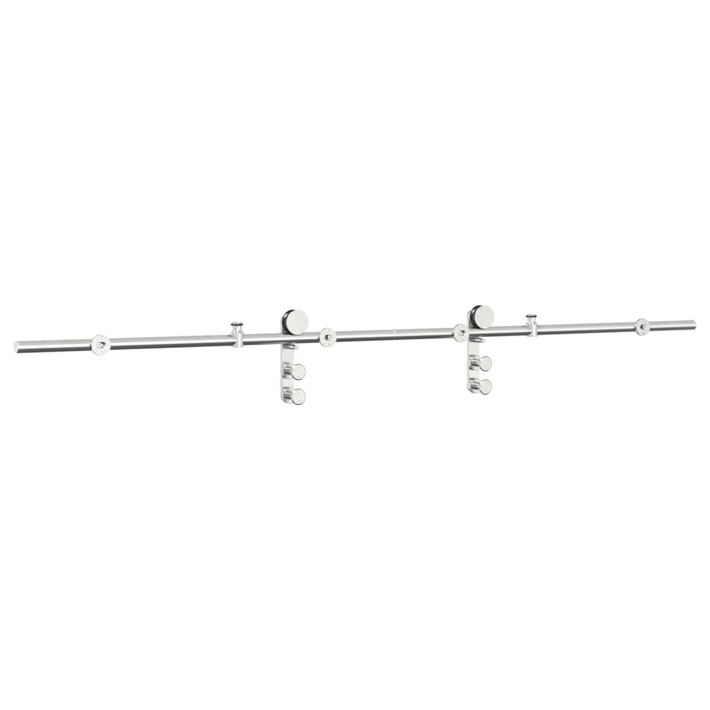 Kit Binari Porta Scorrevole 200 cm Acciaio Inossidabile Argento | homemem39