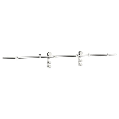 Kit Binari Porta Scorrevole 200 cm Acciaio Inossidabile Argento | homemem39