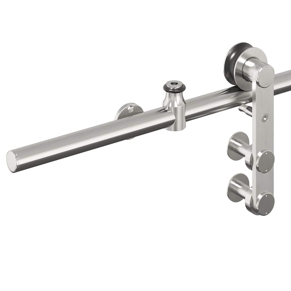 Kit Binari Porta Scorrevole 200 cm Acciaio Inossidabile Argento | homemem39