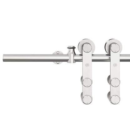 Kit Binari Porta Scorrevole 200 cm Acciaio Inossidabile Argento | homemem39