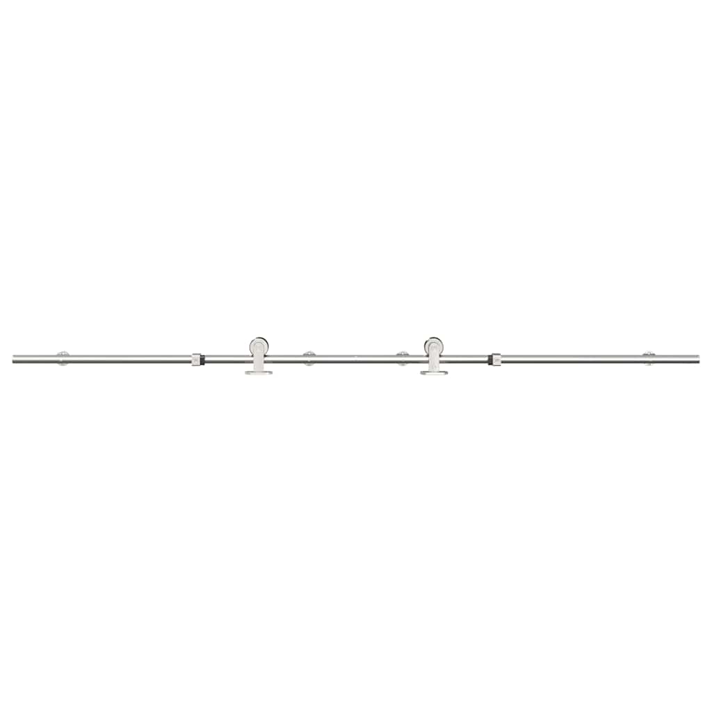 Kit Binari Porta Scorrevole 200 cm Acciaio Inossidabile Argento | homemem39