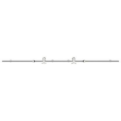 Kit Binari Porta Scorrevole 200 cm Acciaio Inossidabile Argento | homemem39