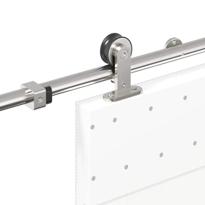 Kit Binari Porta Scorrevole 200 cm Acciaio Inossidabile Argento | homemem39