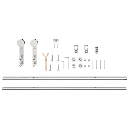 Kit Binari Porta Scorrevole 200 cm Acciaio Inossidabile Argento | homemem39