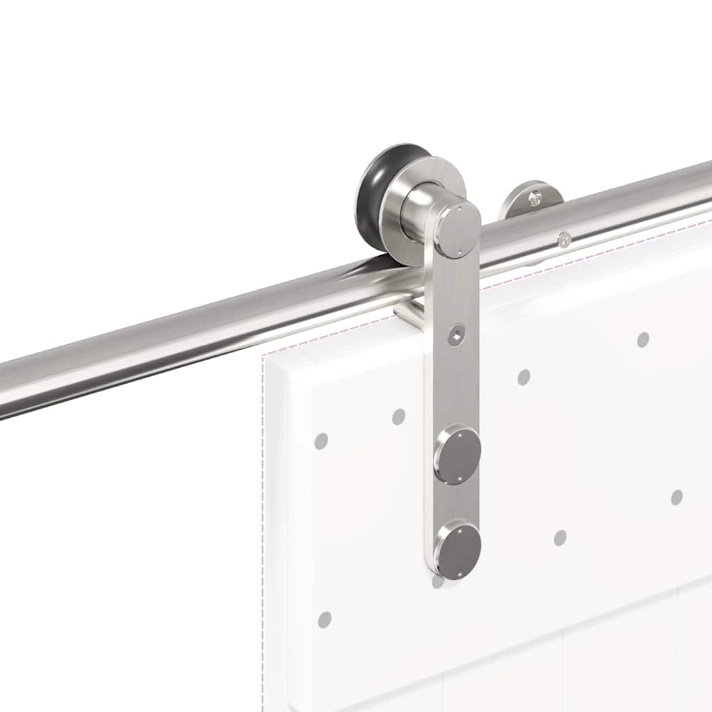 Kit Binari Porta Scorrevole 200 cm Acciaio Inossidabile Argento | homemem39