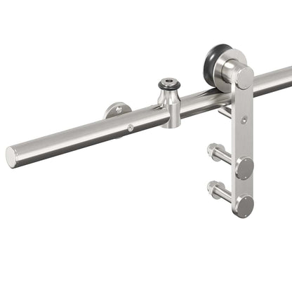 Kit Binari Porta Scorrevole 200 cm Acciaio Inossidabile Argento | homemem39