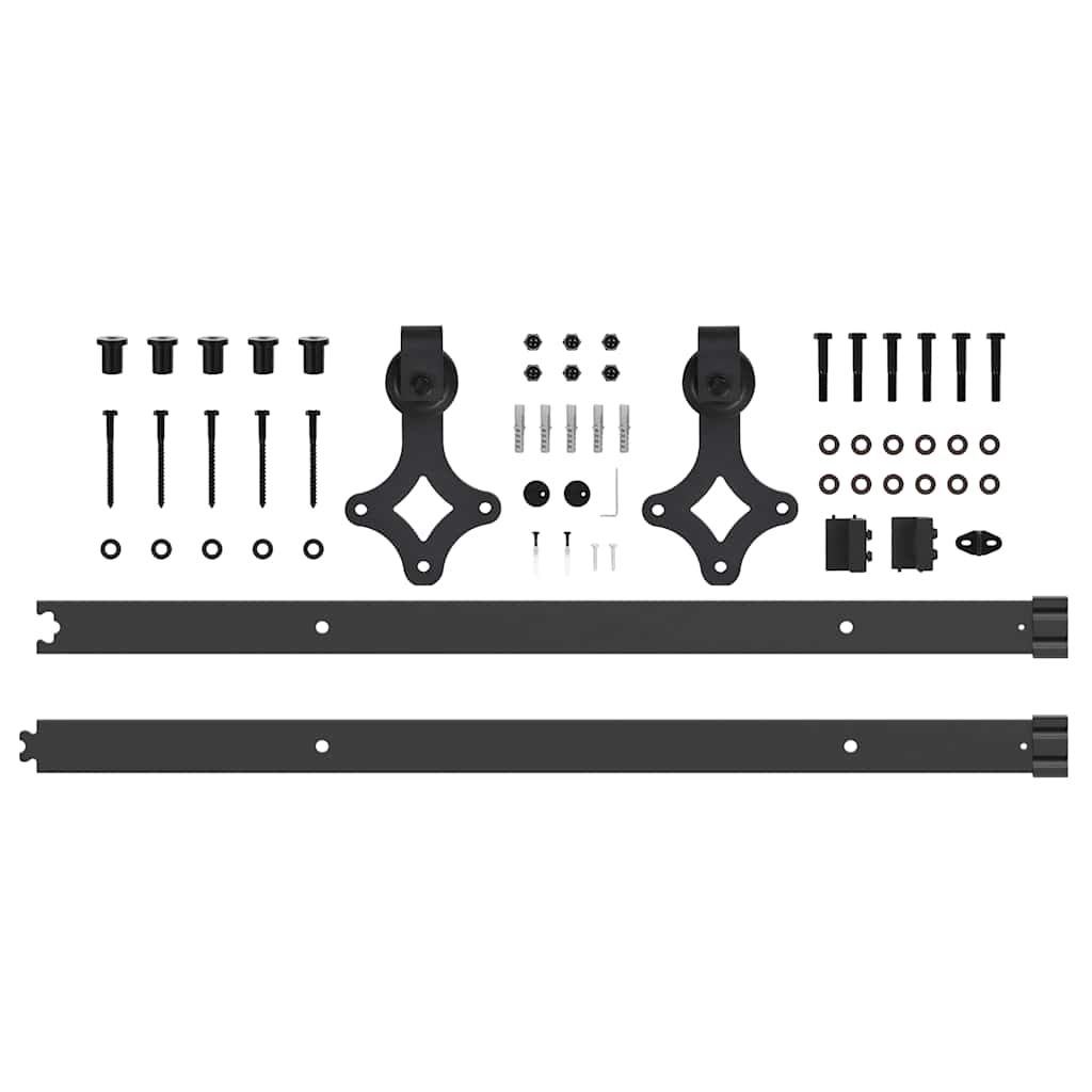 Kit di Binari per Porte Scorrevoli 152,5 cm Acciaio Nero | homemem39