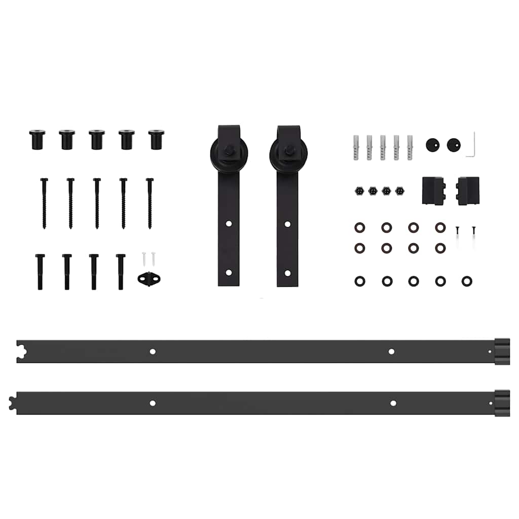 Kit di Binari per Porte Scorrevoli 213,5 cm Acciaio Nero | homemem39