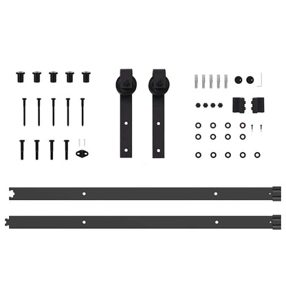 Kit di Binari per Porte Scorrevoli 213,5 cm Acciaio Nero | homemem39