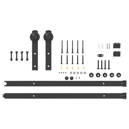 Kit di Binari per Porte Scorrevoli 183 cm Acciaio Nero | homemem39