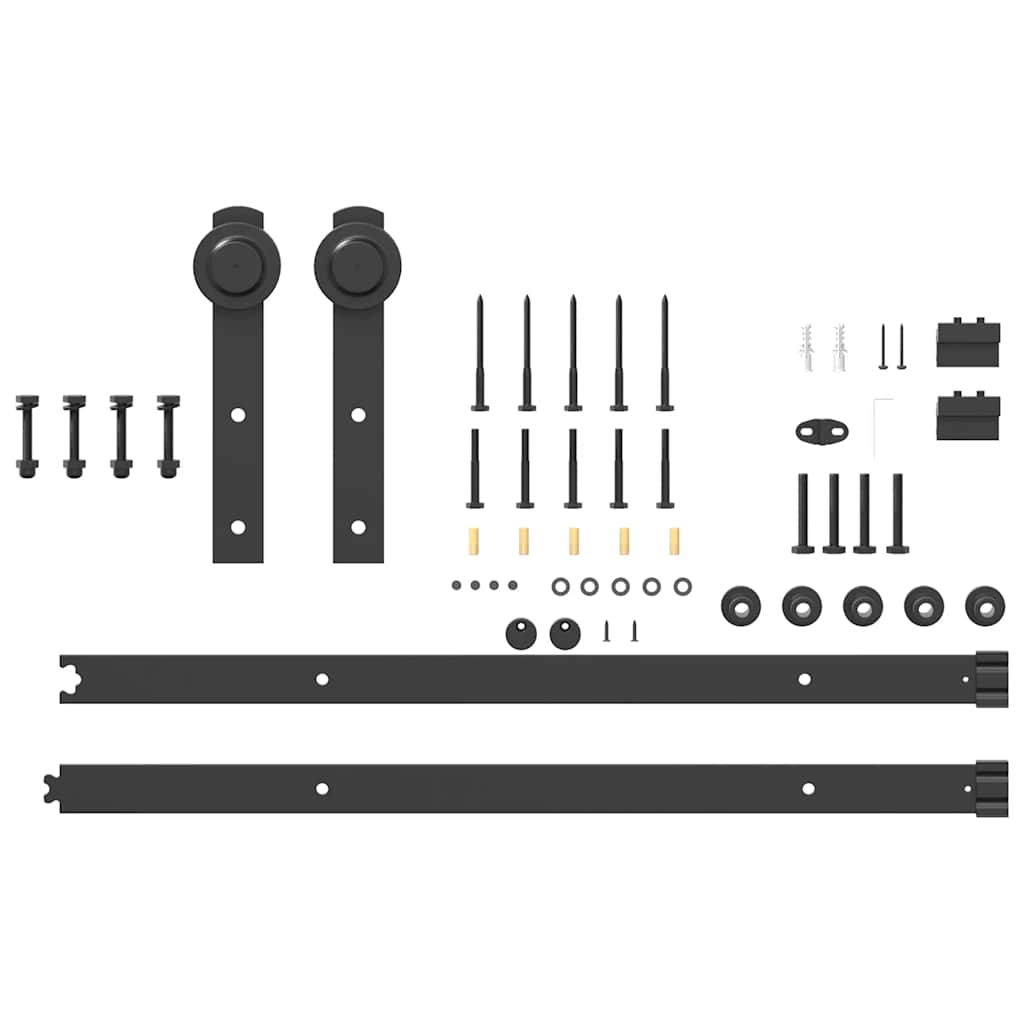 Kit di Binari per Porte Scorrevoli 152 cm Acciaio Nero | homemem39